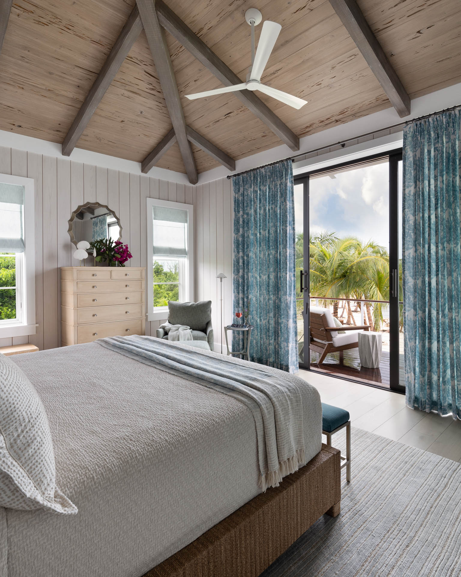 Tropical luxury interior design in Abaco Cay, Bahamas villa by Studio M, blending indoor-outdoor living with island-inspired decor