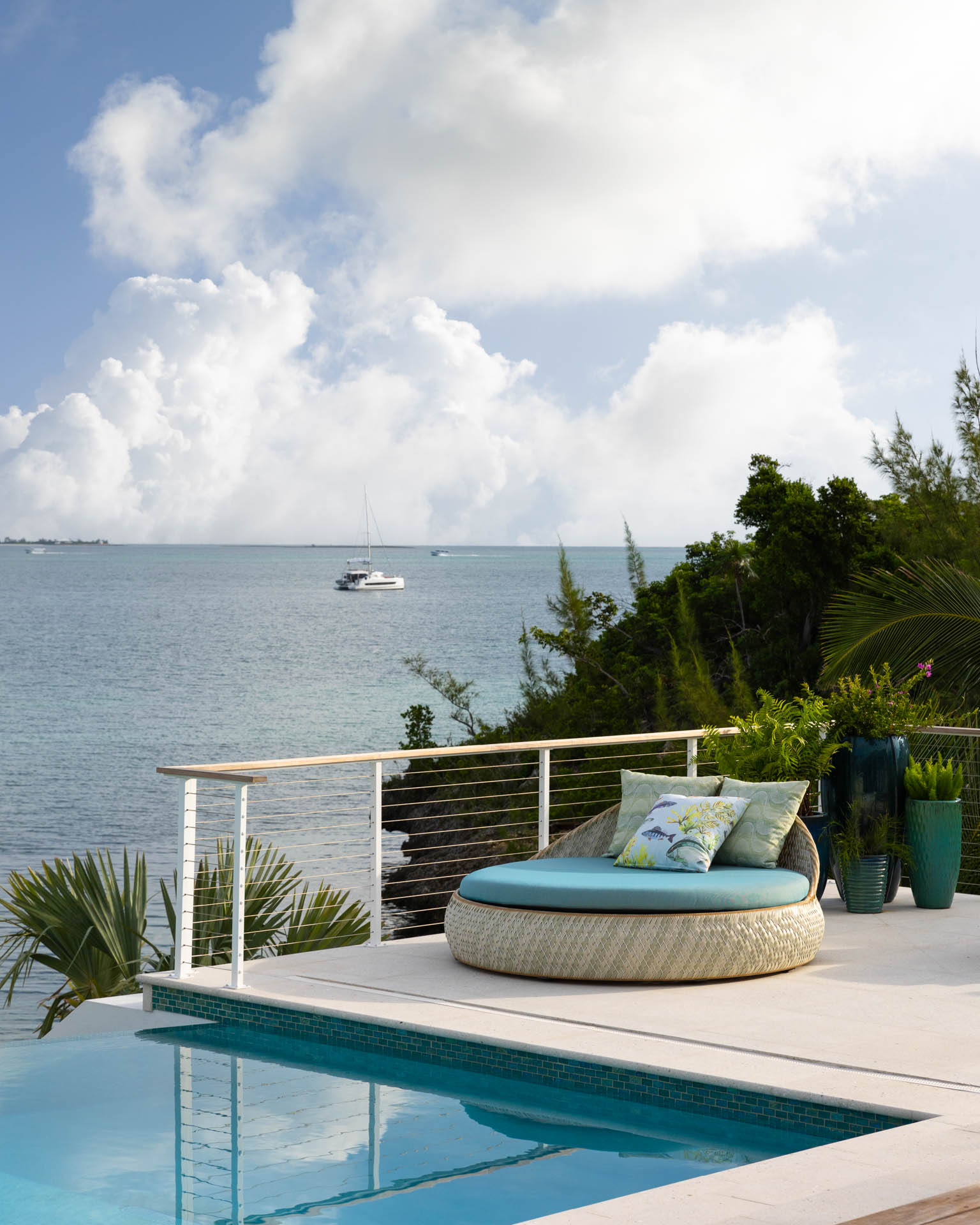 Tropical luxury interior design in Abaco Cay, Bahamas villa by Studio M, blending indoor-outdoor living with island-inspired decor